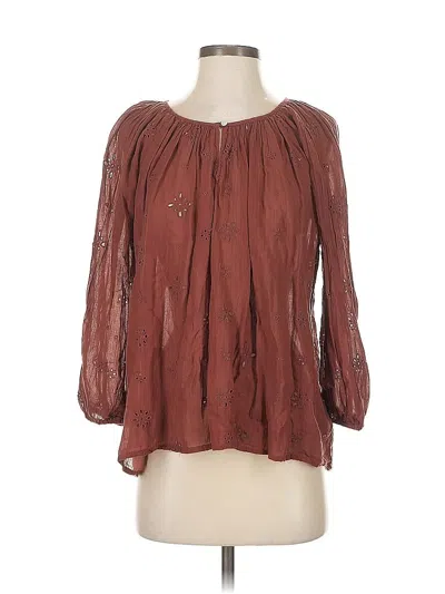 Pre-owned Aerie 3/4 Sleeve Blouse In Brown