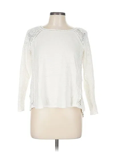 Pre-owned Nanette Lepore Long Sleeve Top Ivory Boatneck Tops In White