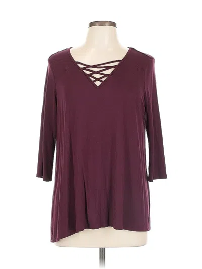 Pre-owned A&i 3/4 Sleeve Top Burgundy V Neck Tops