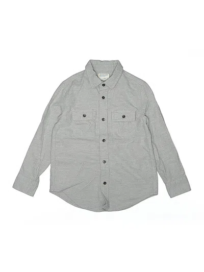 Pre-owned Crewcuts Kids' Long Sleeve Button Down Shirt In Gray