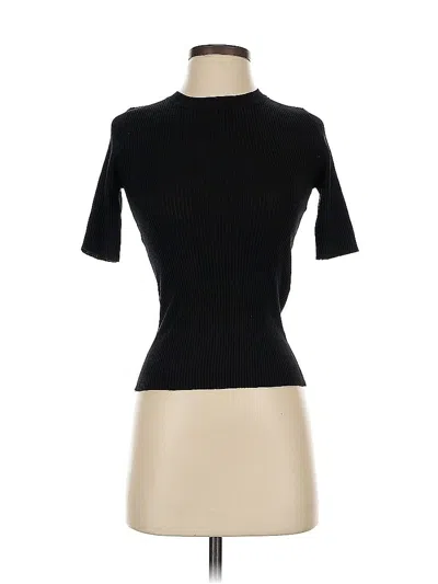 Pre-owned Catherine Malandrino Short Sleeve Top Black Mock Neckline Tops