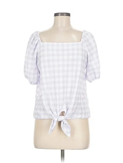 Pre-owned Ann Taylor Loft Short Sleeve Blouse In White