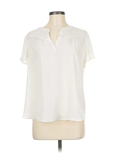 Pre-owned Ann Taylor Loft Short Sleeve Blouse In White