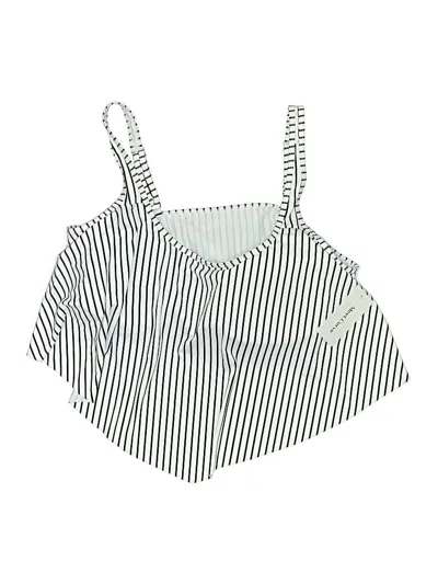 Pre-owned Meet.curve Swimsuit Top Ivory Stripes Pattern Swimwear In White
