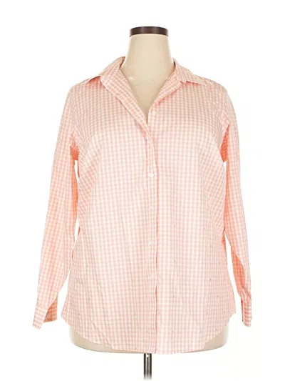 Pre-owned Lands' End Long Sleeve Button Down Shirt In Orange