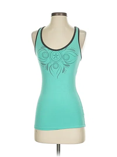 Pre-owned Green Apple Tank Top Teal Strapless Neckline Tops In Blue