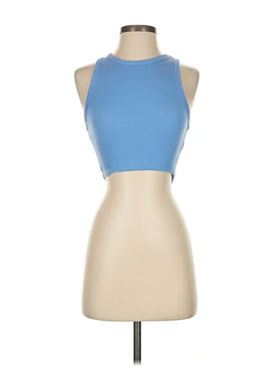 Pre-owned Zara Tank Top Blue Halter Neckline Tops
