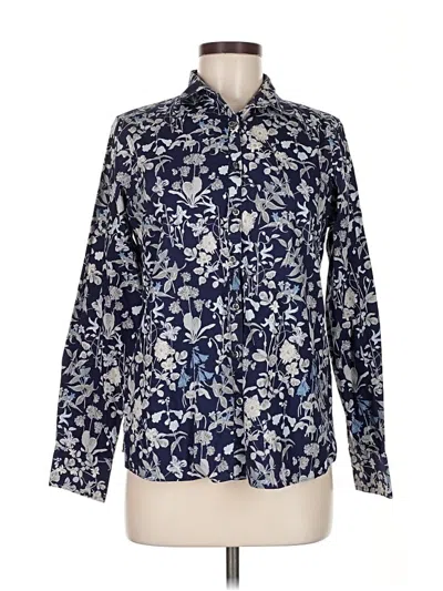 Pre-owned Lands' End Long Sleeve Button Down Shirt In Blue