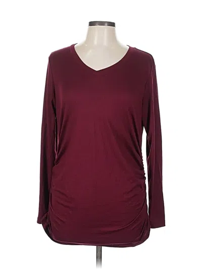 Pre-owned Ekouaer Long Sleeve Top Burgundy Crew Neck Tops