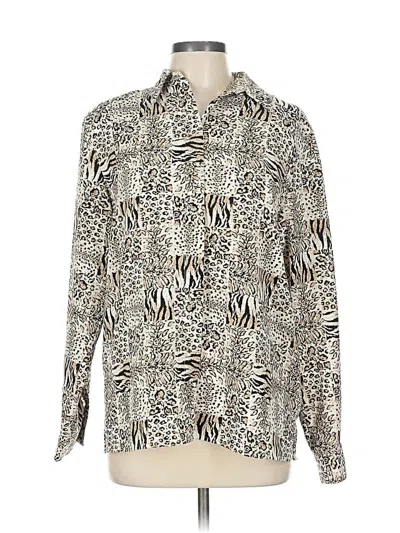 Pre-owned Alfred Dunner Long Sleeve Blouse In White