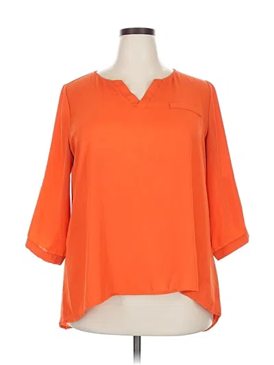 Pre-owned Allegra K 3/4 Sleeve Blouse In Orange