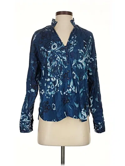 Pre-owned Pilcro Long Sleeve Blouse In Blue