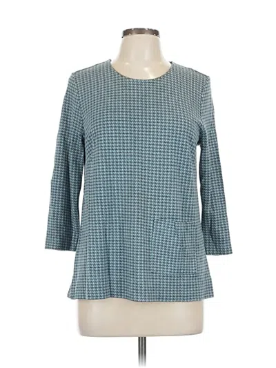 Pre-owned Jjill 3/4 Sleeve Top Teal Square Neckline Tops In Blue