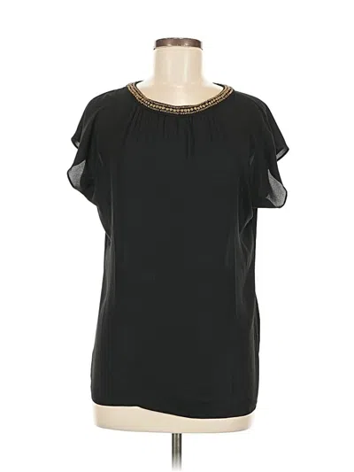 Pre-owned Ann Taylor Loft Short Sleeve Blouse In Black