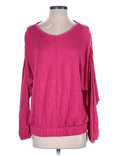 Pre-owned Self Contrast 3/4 Sleeve T-shirt In Pink