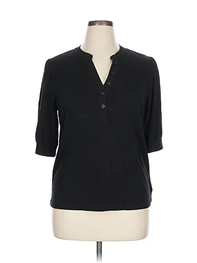 Pre-owned Sanctuary Short Sleeve Henley Shirt In Black
