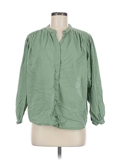 Pre-owned Easy Clothes 3/4 Sleeve Blouse In Green