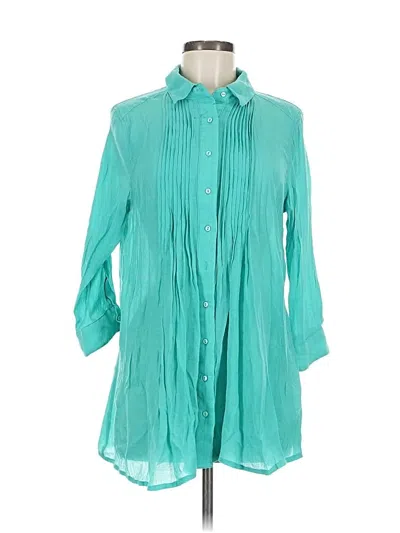 Pre-owned Alfani 3/4 Sleeve Button Down Shirt In Blue