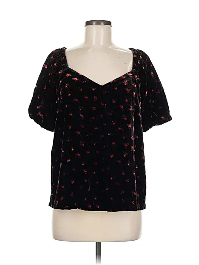 Pre-owned Ann Taylor Loft Short Sleeve Blouse In Black