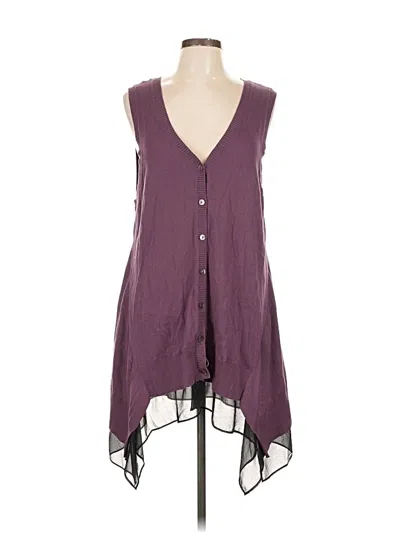 Pre-owned Logo By Lori Goldstein Cardigan Sweater In Purple