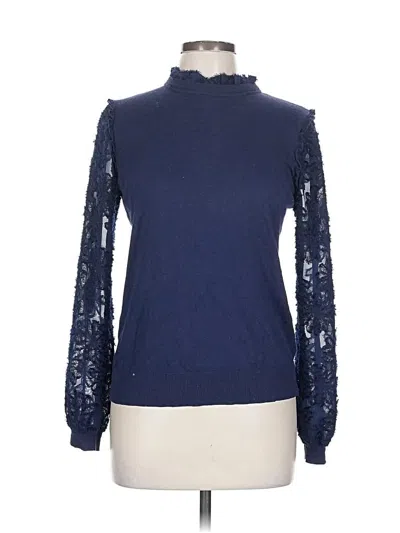 Pre-owned 14th & Union Long Sleeve Top Blue Turtleneck Tops