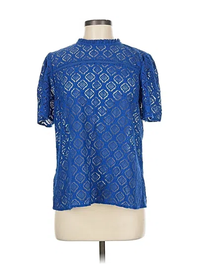 Pre-owned Ann Taylor Loft Short Sleeve Blouse In Blue