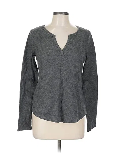 Pre-owned Socialite Long Sleeve Henley Shirt In Gray