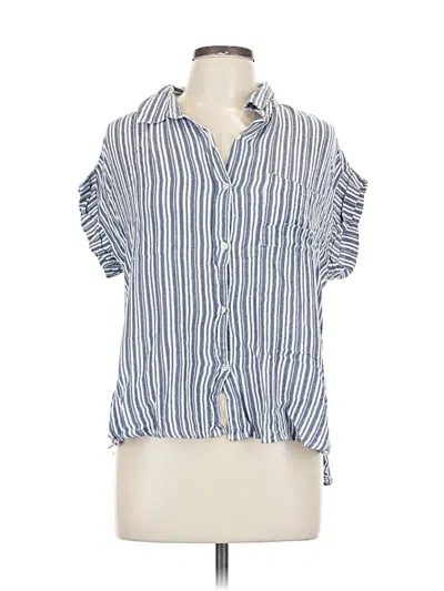 Pre-owned En Creme Short Sleeve Blouse In Blue
