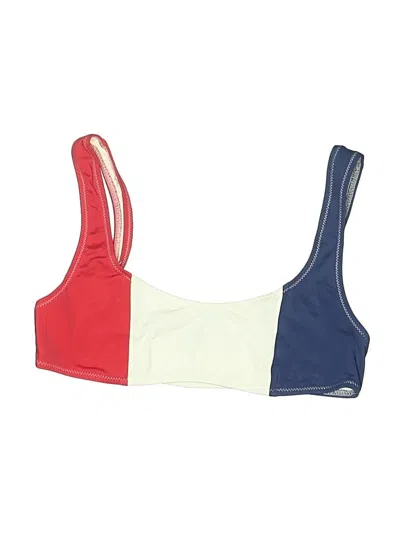 Pre-owned Solid & Striped Swimsuit Top Red Color Block Pattern Swimwear