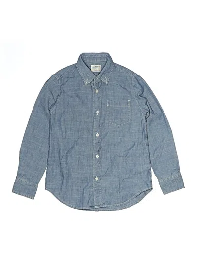 Pre-owned Crewcuts Kids' Long Sleeve Button Down Shirt In Blue