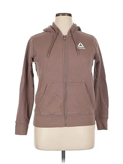 Pre-owned Reebok Zip Up Hoodie In Brown