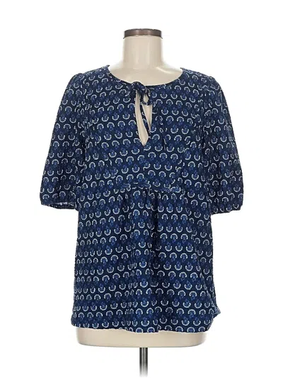 Pre-owned Ann Taylor Loft Short Sleeve Blouse In Blue