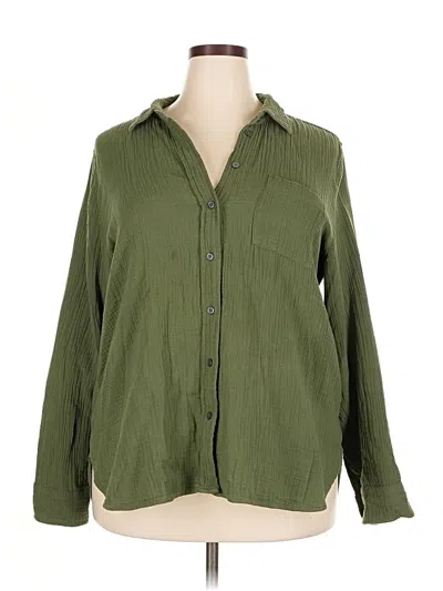 Pre-owned J.crew Factory Store Long Sleeve Button Down Shirt In Green