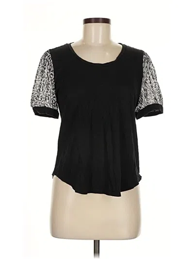 Pre-owned Dkny Short Sleeve Top Black Scoop Neck Tops