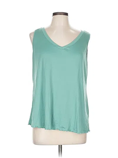 Pre-owned Ekouaer Sleeveless Top Teal V Neck Tops In Blue