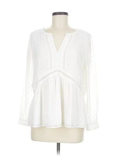 Pre-owned Ann Taylor Loft Long Sleeve Blouse In White