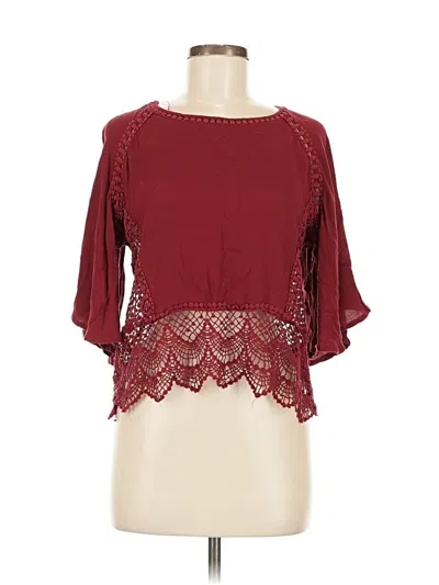 Pre-owned Geegee 3/4 Sleeve Blouse In Burgundy