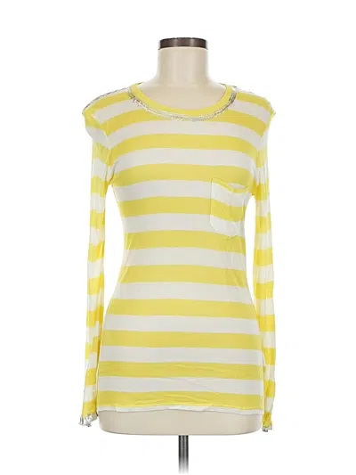 Pre-owned Zadig & Voltaire Long Sleeve Top Yellow Scoop Neck Tops