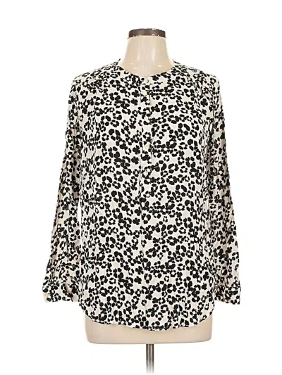 Pre-owned Ann Taylor Loft Long Sleeve Blouse In White