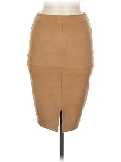 Pre-owned River Island Faux Leather Skirt In Brown