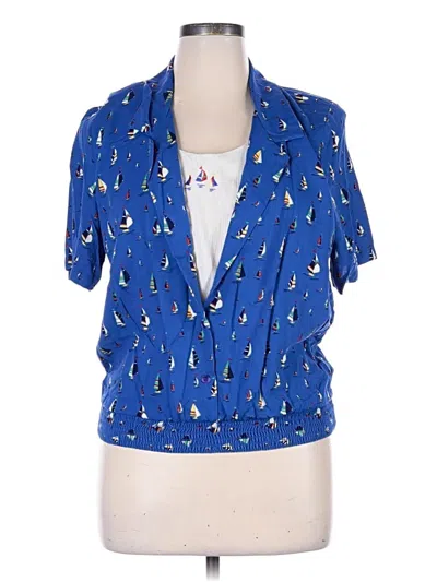 Pre-owned Alfred Dunner Short Sleeve Blouse In Blue
