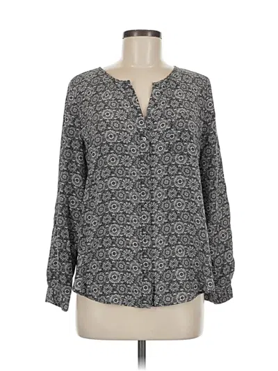 Pre-owned Joie Long Sleeve Silk Top Gray V-neck Tops