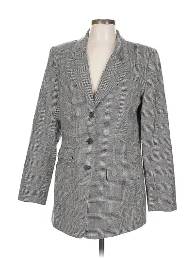 Pre-owned Halston Wool Blazer Jacket In Gray