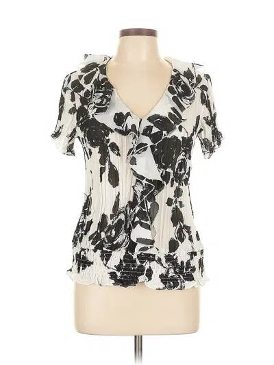 Pre-owned Sunny Leigh Short Sleeve Blouse In White