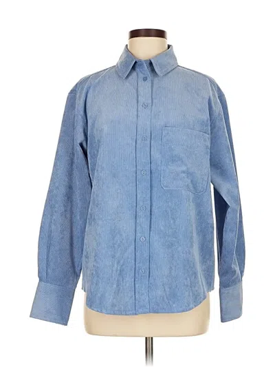 Pre-owned Zara Long Sleeve Button Down Shirt In Blue
