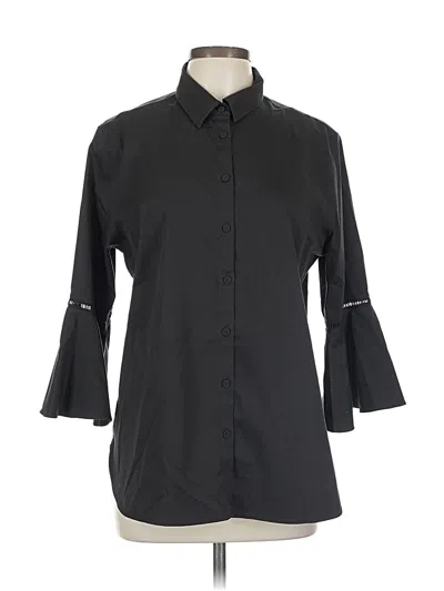 Pre-owned Chico's 3/4 Sleeve Button Down Shirt In Black