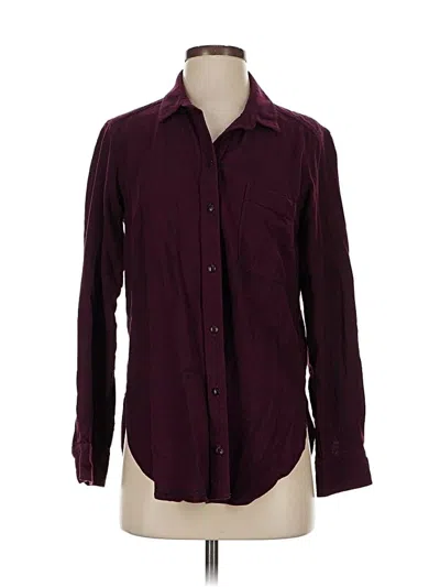 Pre-owned Athleta Long Sleeve Button Down Shirt In Burgundy
