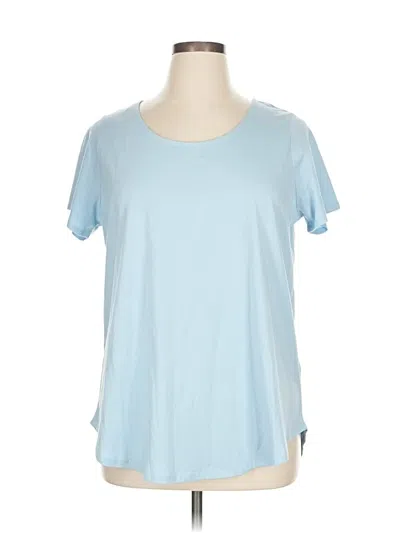 Calypso St Barth Short Sleeve Top Blue Solid Pattern Scoop Neck Tops In Blue