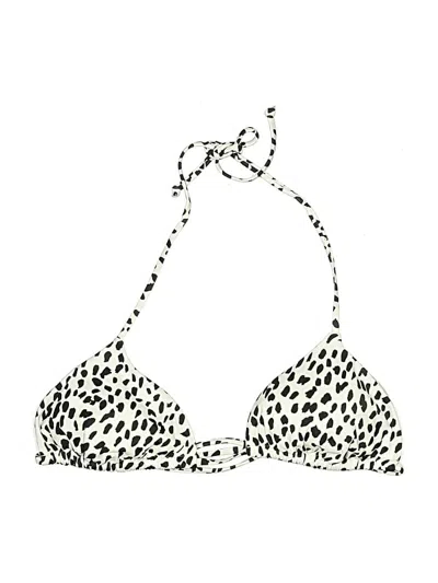 Pre-owned Victoria's Secret Swimsuit Top Ivory Animal Print Pattern Swimwear In White