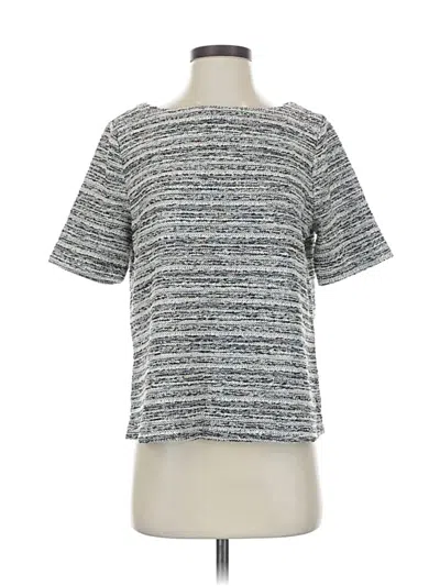 Pre-owned Ann Taylor Loft Short Sleeve Top Gray Tweed Pattern Boatneck Tops